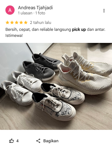 Rating Pelanggan Cuci Sepatu di Sneakershoot