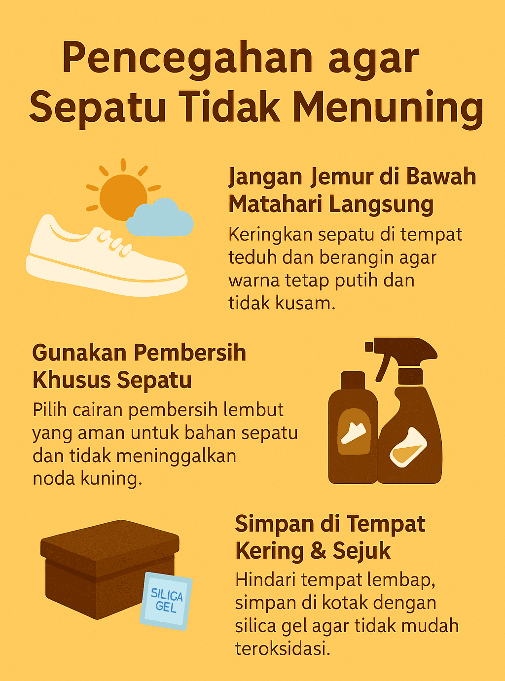 Pencegahan agar Sepatu Tidak Menguning