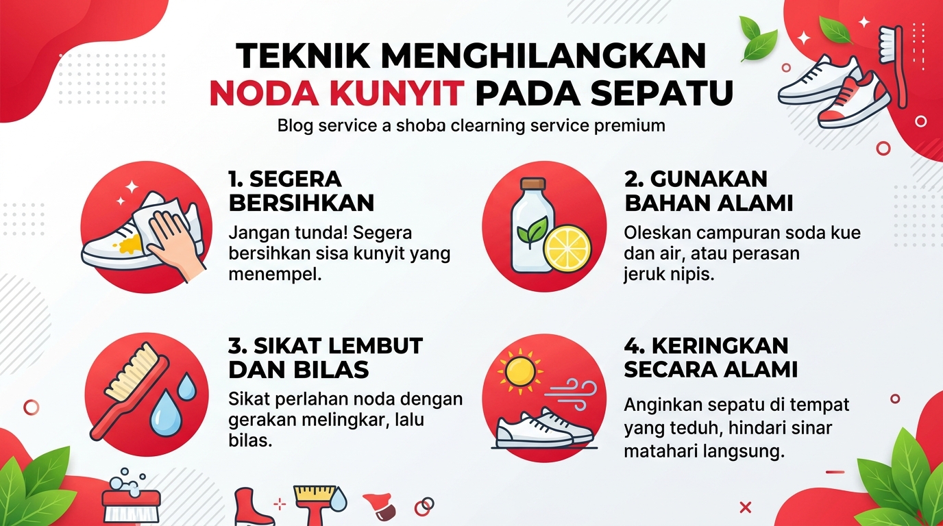 Infografik Teknik Menghilangkan Noda Kunyit pada Sepatu