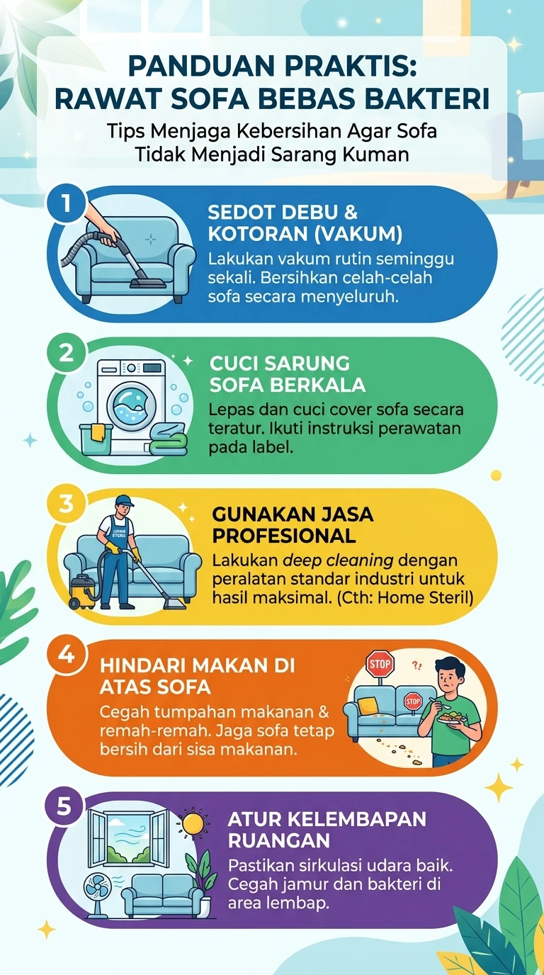 Infografik : Panduan Praktis : Rawat Sofa Bebas Bakteri