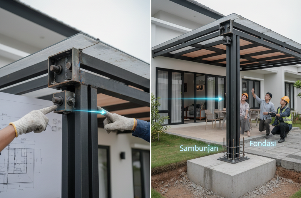 Kunci Rahasia Struktur Kanopi Aman: Sambungan Dan Fondasi