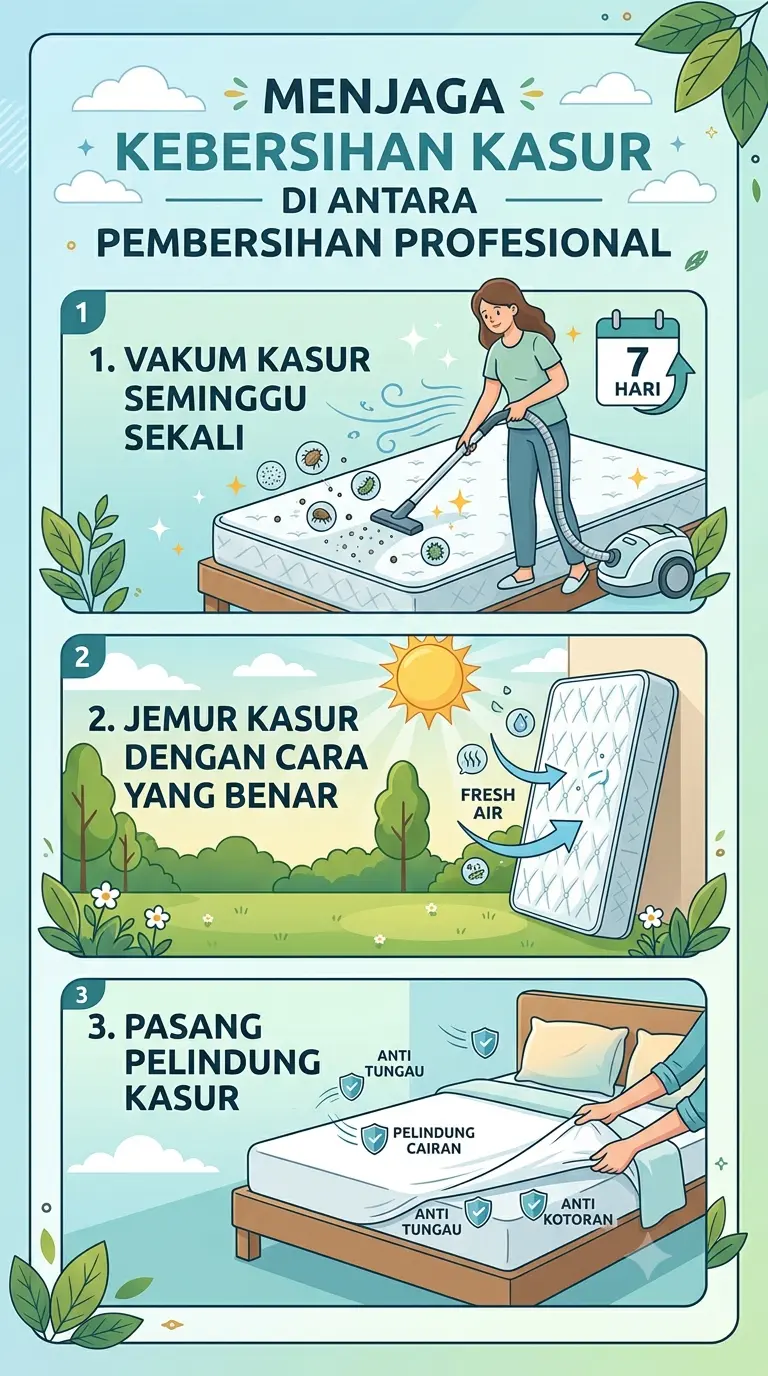 Infografik : menjaga kebersihan kasur di antara pembersihan profesional