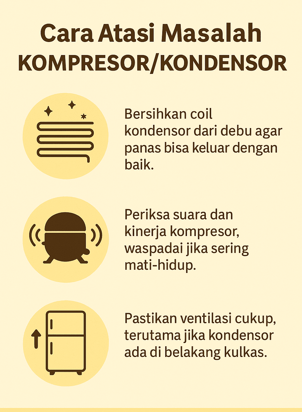 Infografik: Cara Mengatasi Masalah pada Kompresor atau Kondensor