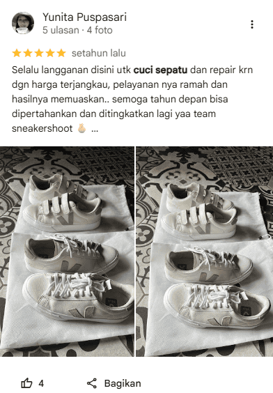 Testimoni Pelanggan Cuci Sepatu di Home Steril
