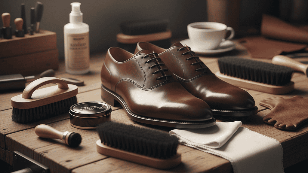 Menyiapkan Peralatan untuk Membersihkan Sepatu Pantofel