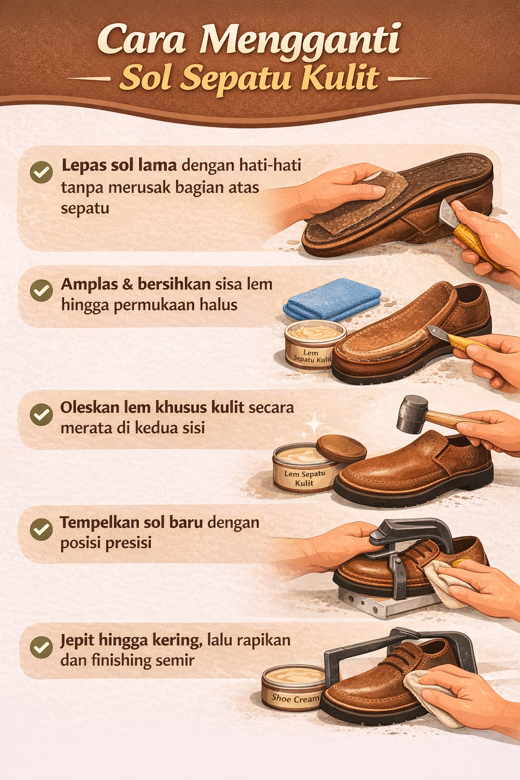 Cara Mengganti Sol Sepatu Kulit
