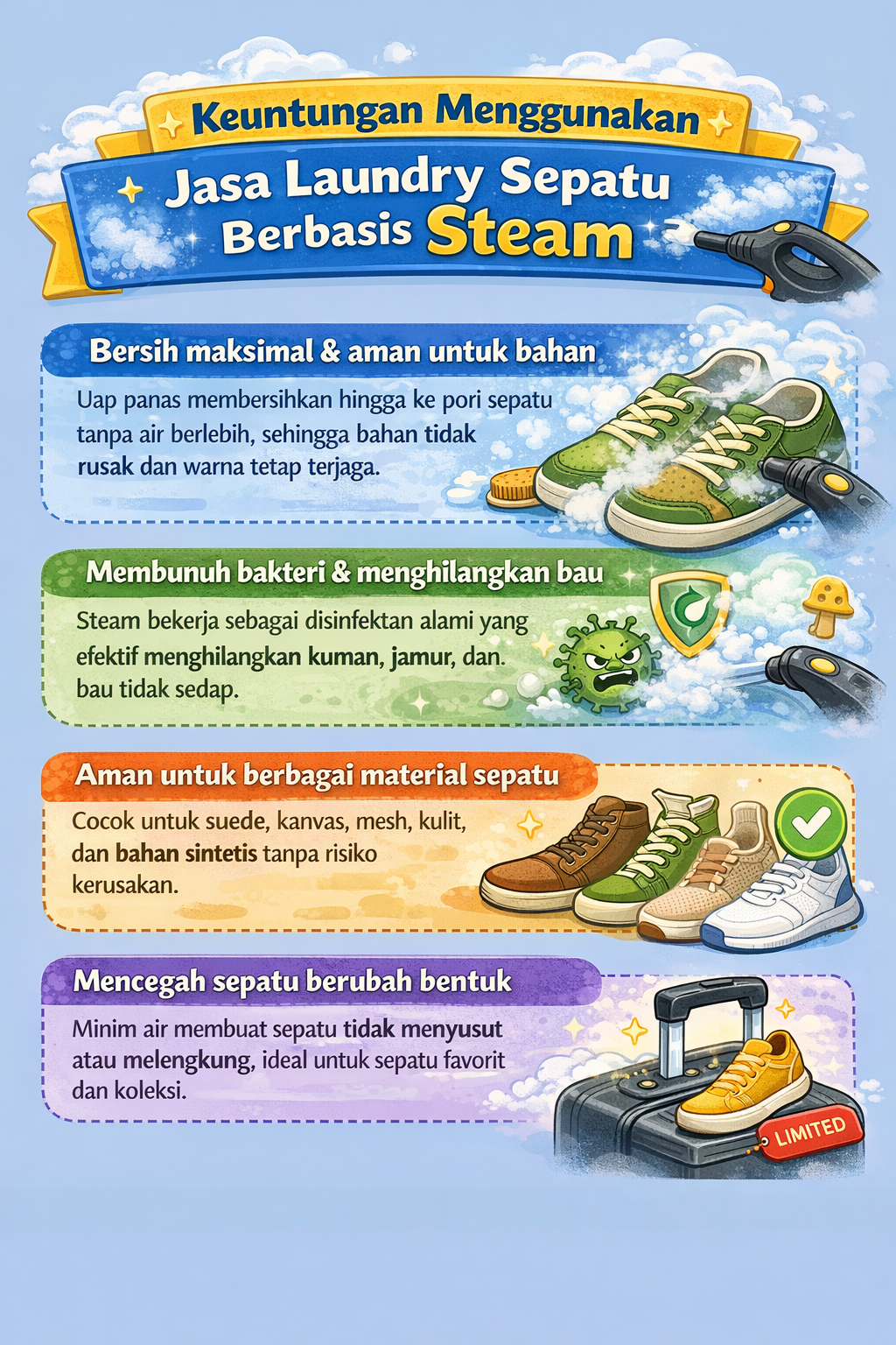 Keuntungan Menggunakan Jasa Laundry Sepatu Berbasis Steam
