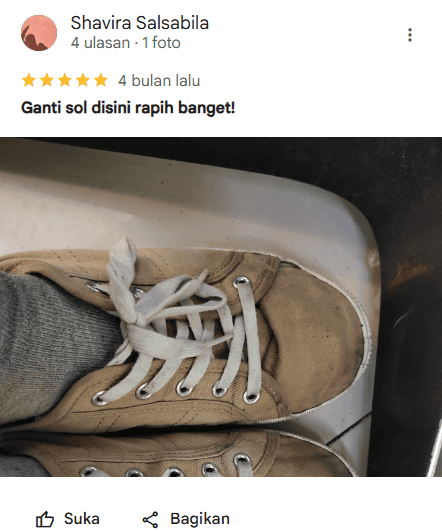 Review Jasa Reparasi Sepatu Pelanggan