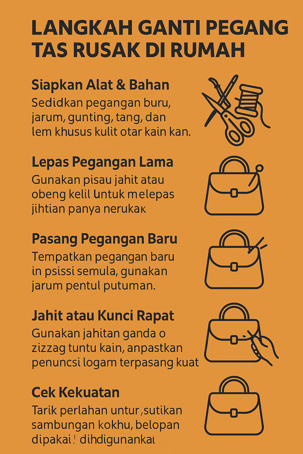 Langkah Ganti Pegangan Tas Rusak di Rumah