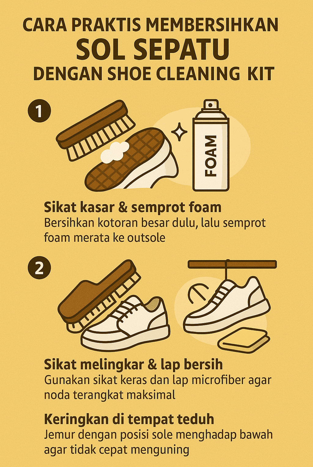 Infografik: Cara Praktis Membersihkan Sol Sepatu Dengan Shoe Cleaning Kit