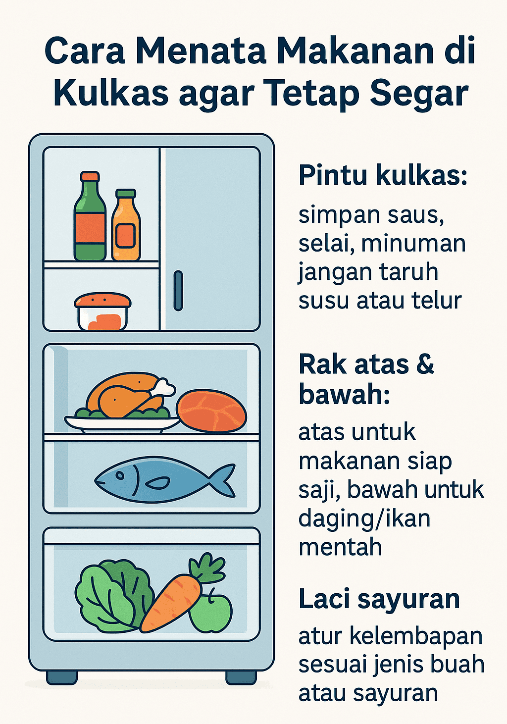 Infografik: Cara Menata Makanan di Kulkas agar Tetap Segar