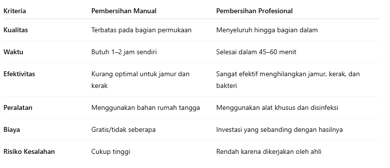 Perbedaan Pembersihan Mesin Cuci Manual vs. Profesional