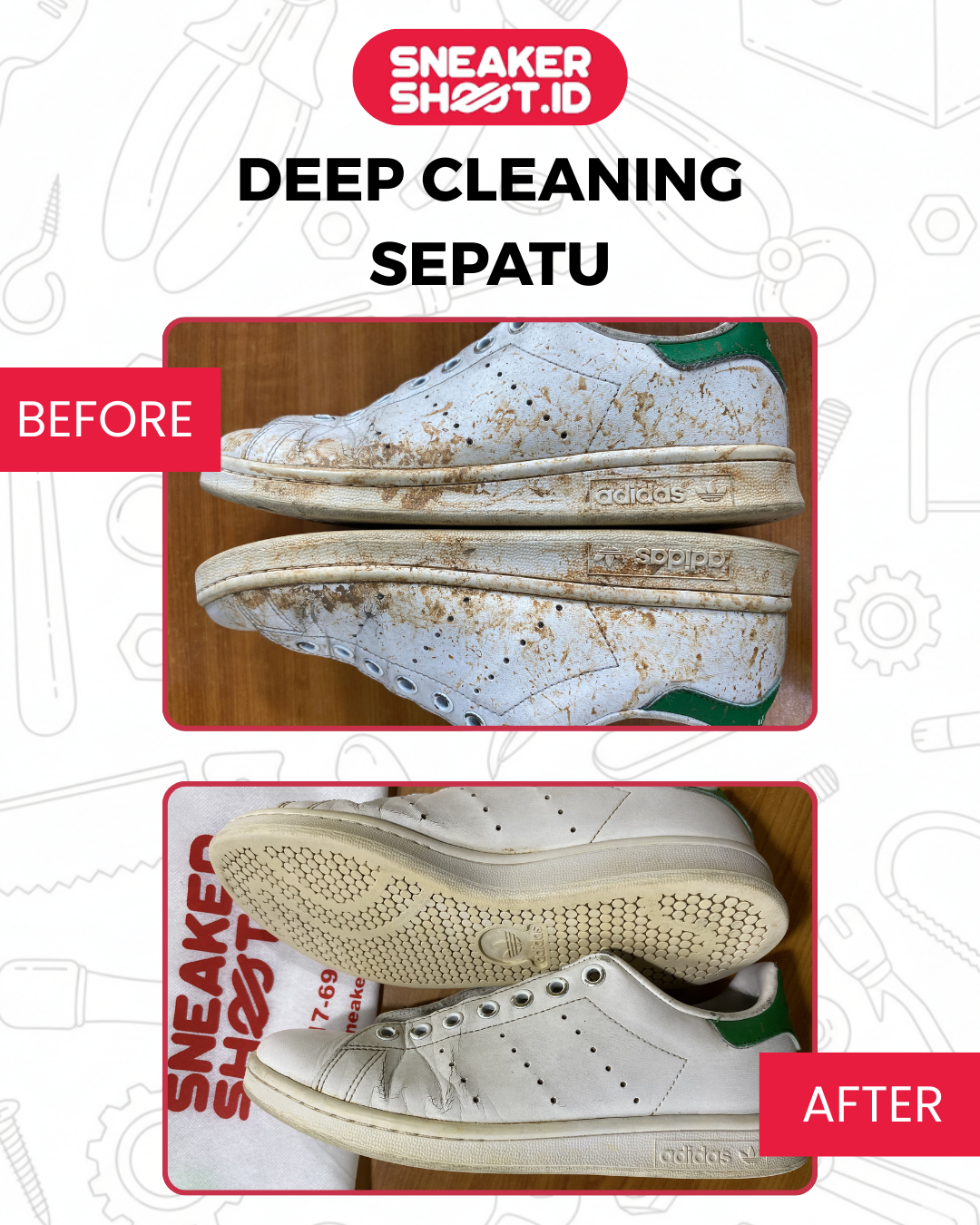 Before dan After Deep Cleaning Sepatu di sneakershoot.id