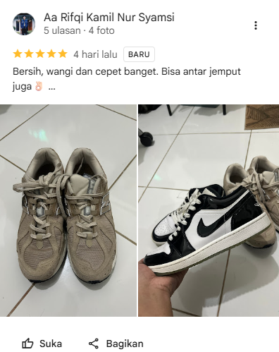 Ulasan Pelanggan Laundry Sepatu di Sneakershoot