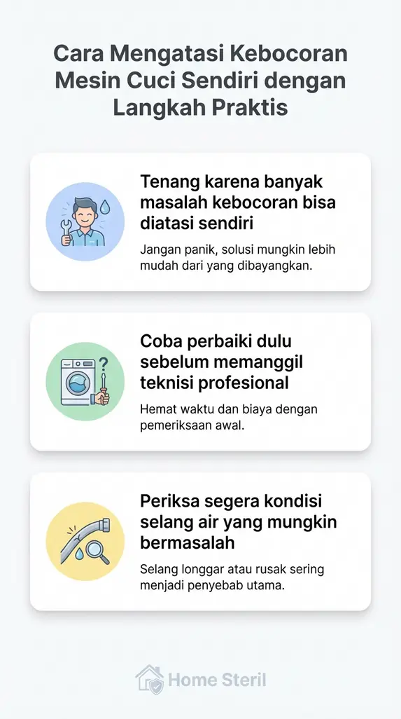 Cara Mengatasi Kebocoran Mesin Cuci Sendiri dengan Langkah Praktis