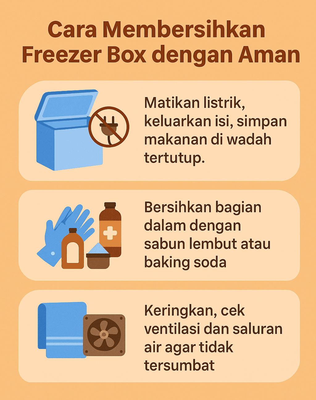 Infografik: Cara Membersihkan Freezer Box dengan Aman