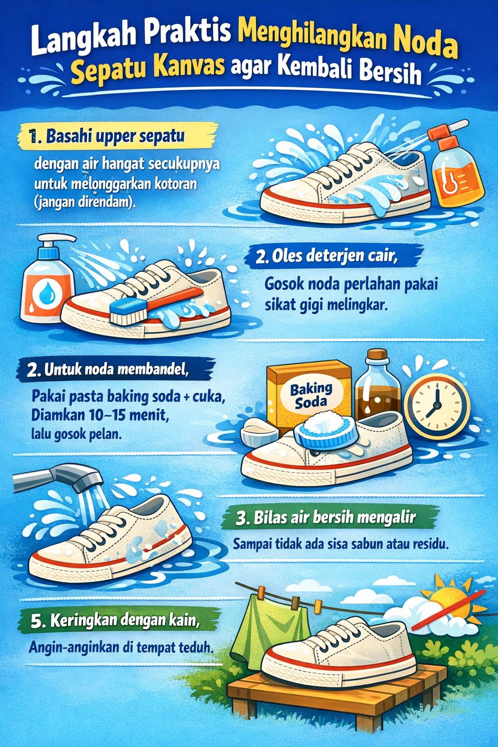 Langkah Praktis Menghilangkan Noda pada Sepatu Kanvas agar Kembali Bersih