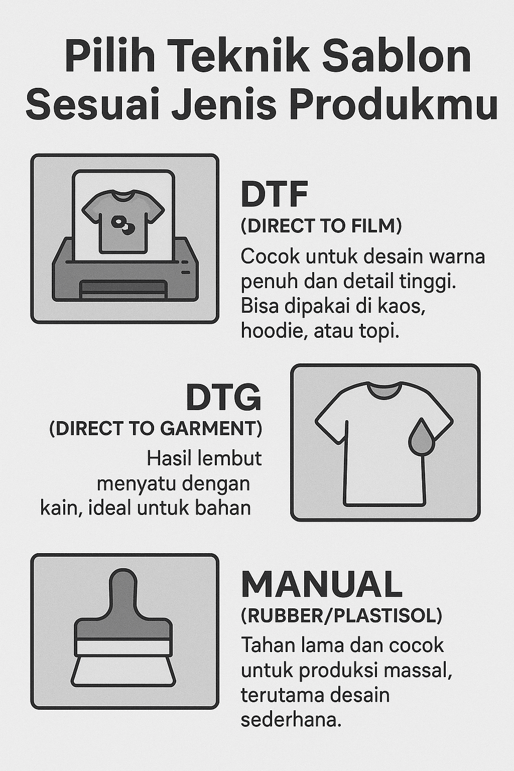 Infografik: Pilih Teknik Sablon Sesuai Jenis Produkmu