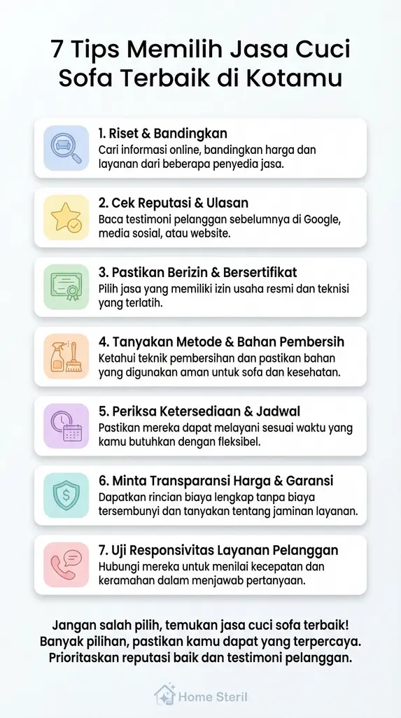 7 Tips Memilih Jasa Cuci Sofa Terbaik di Kotamu