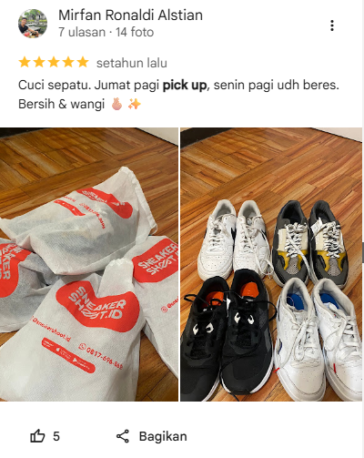 Rating Pelanggan Cuci Sepatu di Sneakershoot