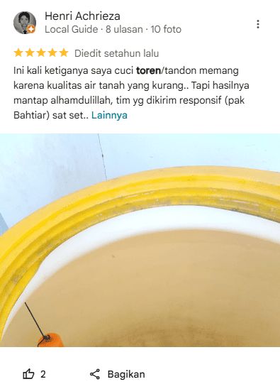 Review Pelanggan Kuras Toren di Home-Steril.com 