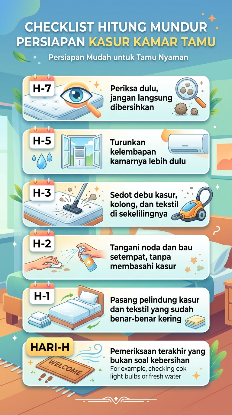 Infografik : Checklist Hitung Mundur Persiapan Kasur Kamar Tamu