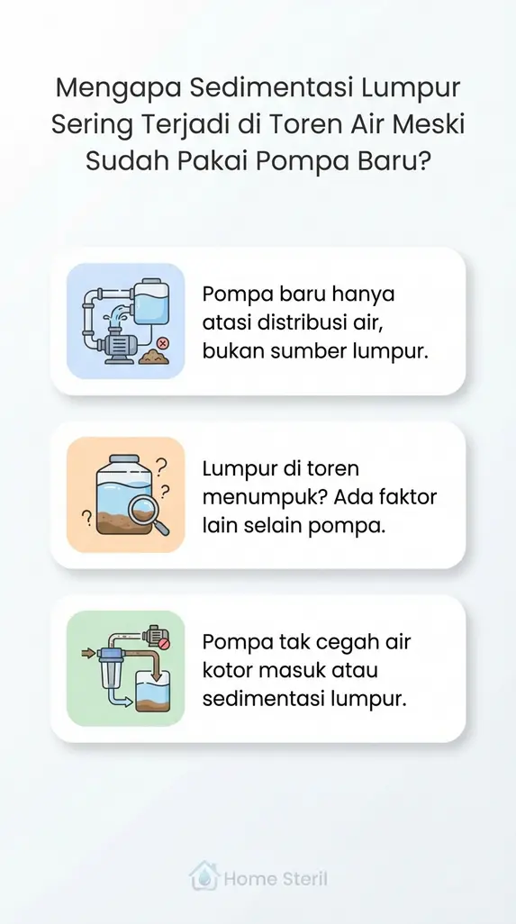 Mengapa Sedimentasi Lumpur Sering Terjadi di Toren Air Meski Sudah Pakai Pompa Baru?