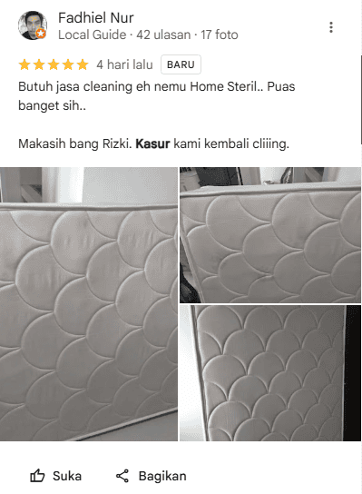 Review Pelanggan Cuci Kasur di Home Steril