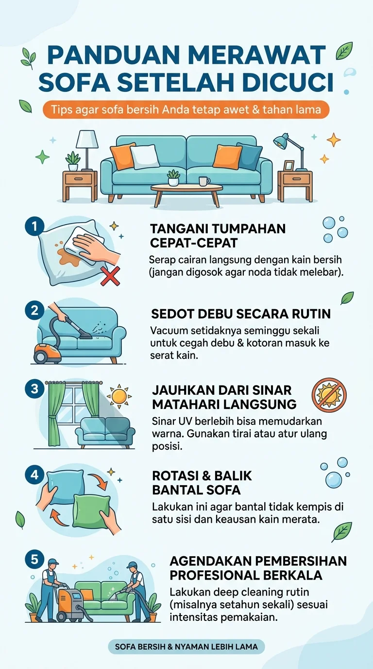 Infografik : Panduan Merawat Sofa Setelah Dicuci