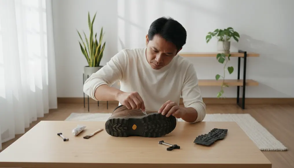 Spesialis Reparasi Sepatu Gunung & Hiking (Ganti Sol Vibram)