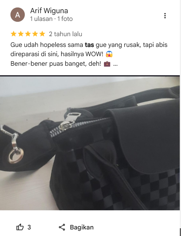 Testimoni Pelanggan Pakai Jasa Reparasi Tas di Sneakershoot