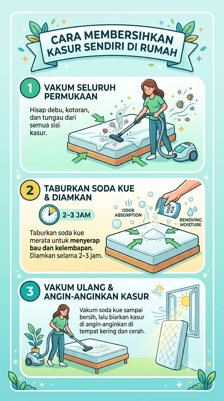 cara membersihkan kasur sendiri di rumah