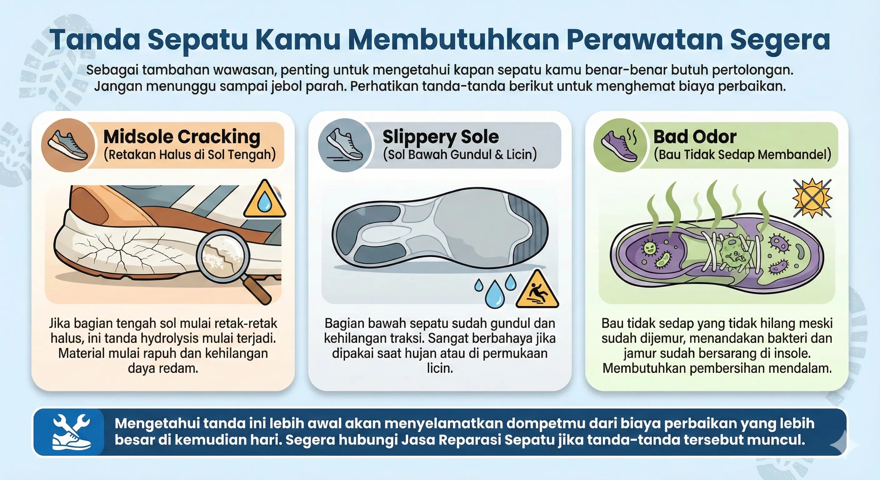 Infografik: Tanda Sepatu Kamu Membutuhkan Perawatan Segera