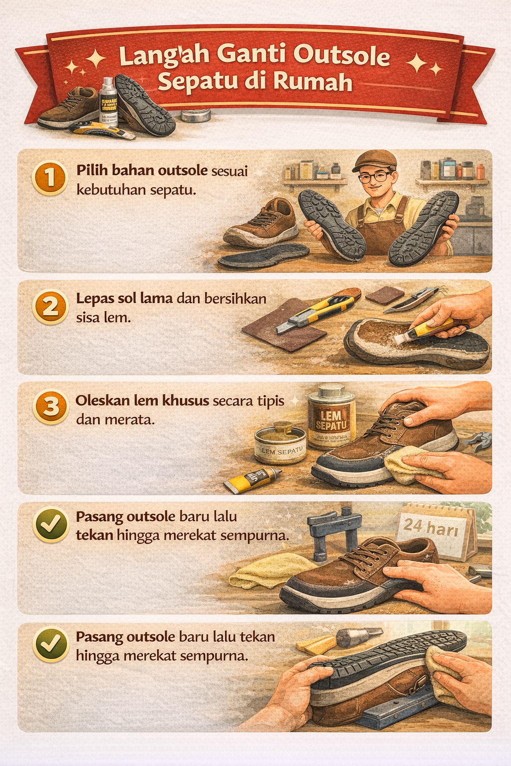 Langkah Ganti Outsole Sepatu di Rumah
