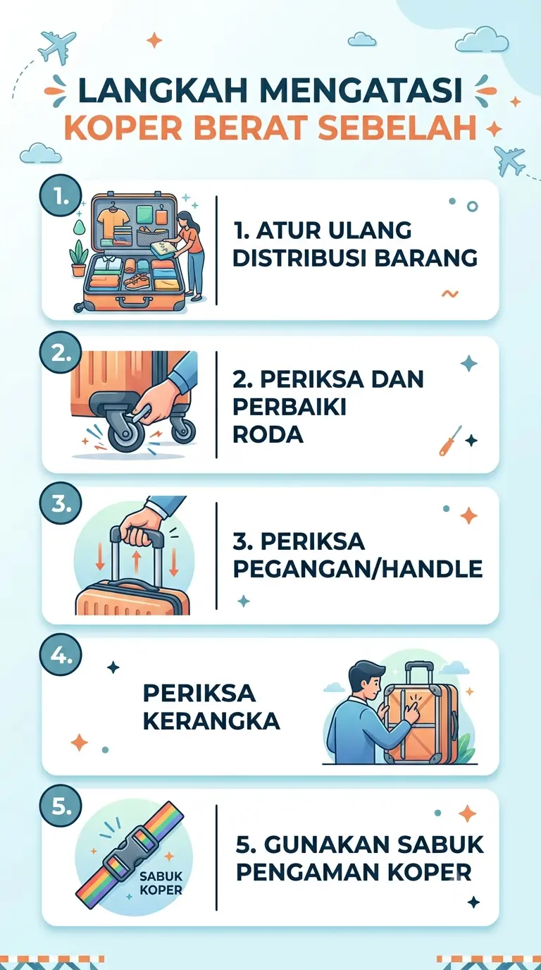 Infografik :Langkah Mengatasi Koper Berat Sebelah