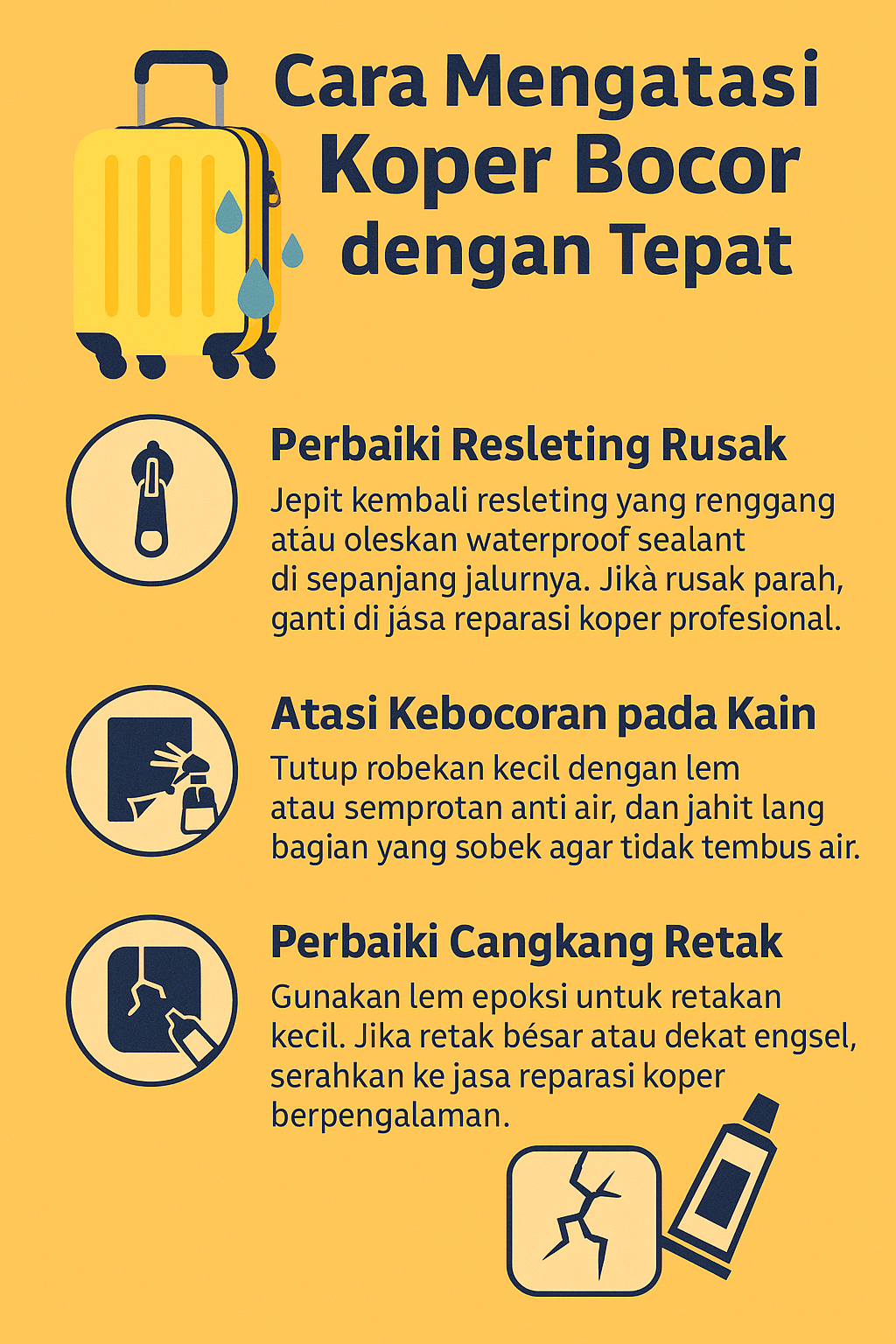 Cara Mengatasi Koper Bocor dengan Tepat