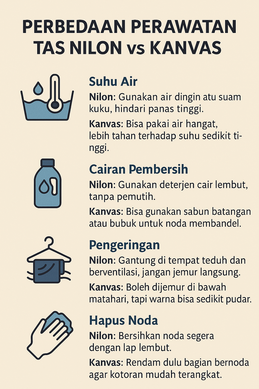 Perbedaan Perawatan Tas Bahan Nilon dan Tas Bahan Kanvas