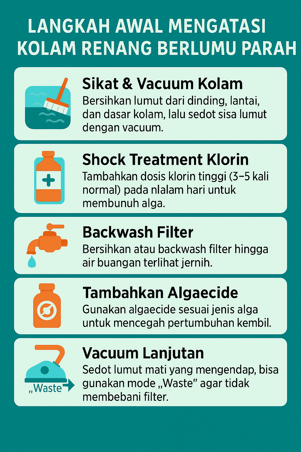 Langkah Awal Mengatasi Kolam Renang Berlumut Parah Sendiri