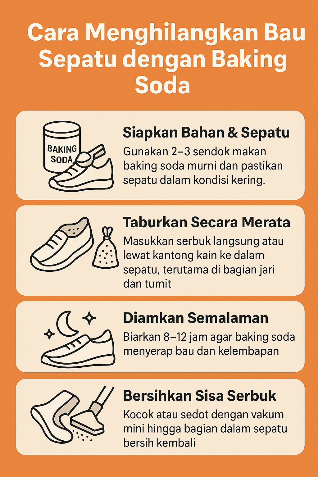Cara Menghilangkan Bau Sepatu dengan Baking Soda