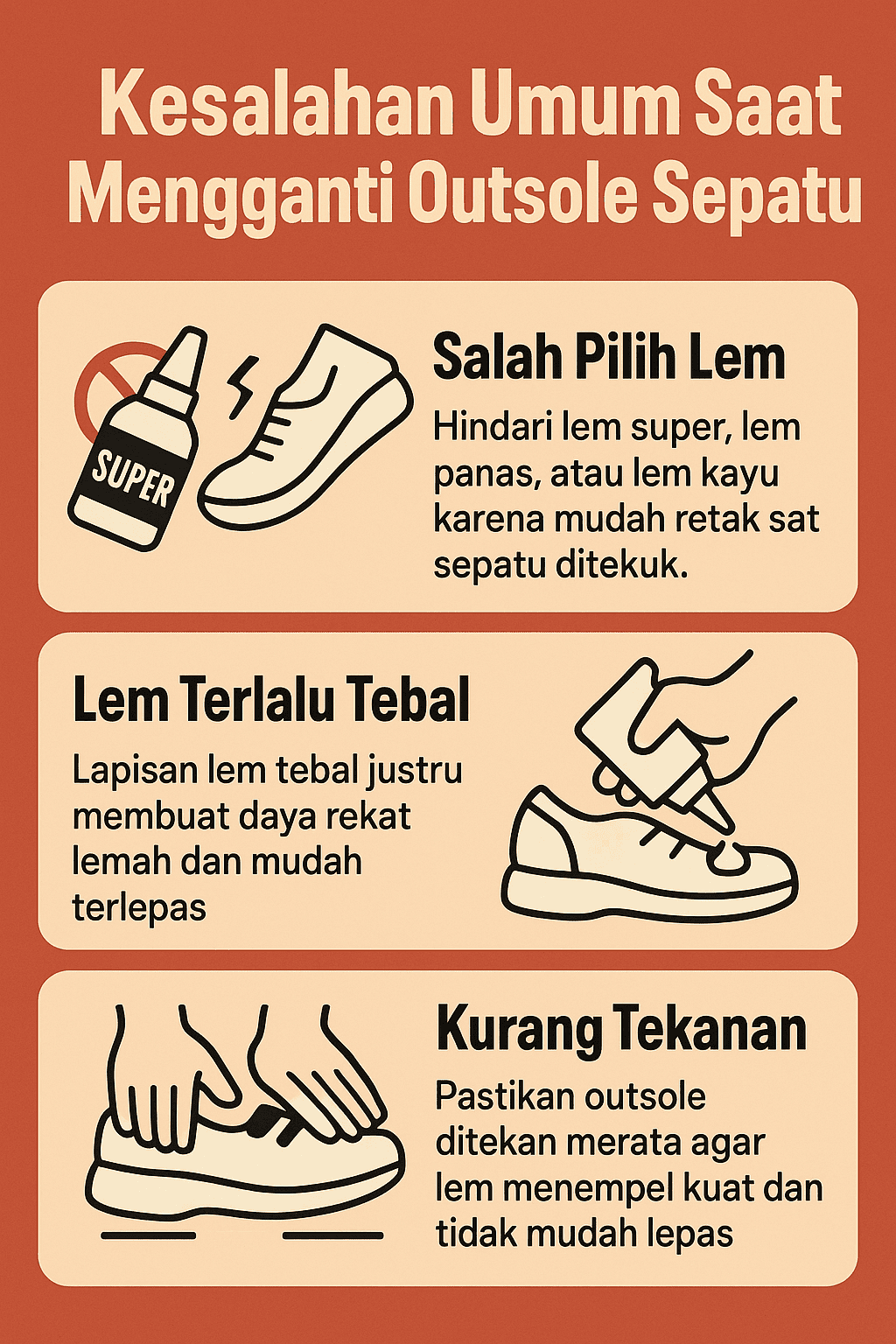 Kesalahan Umum Saat Mengganti Outsole Sepatu