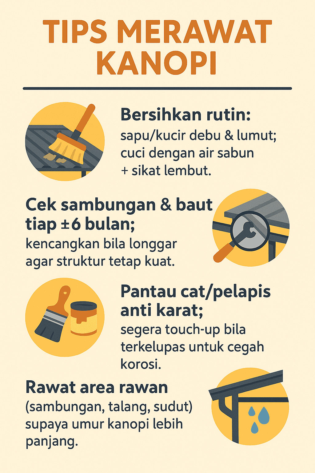 Infografik:Tips Merawat Kanopi untuk Menjaga Kekuatan Jangka Panjang