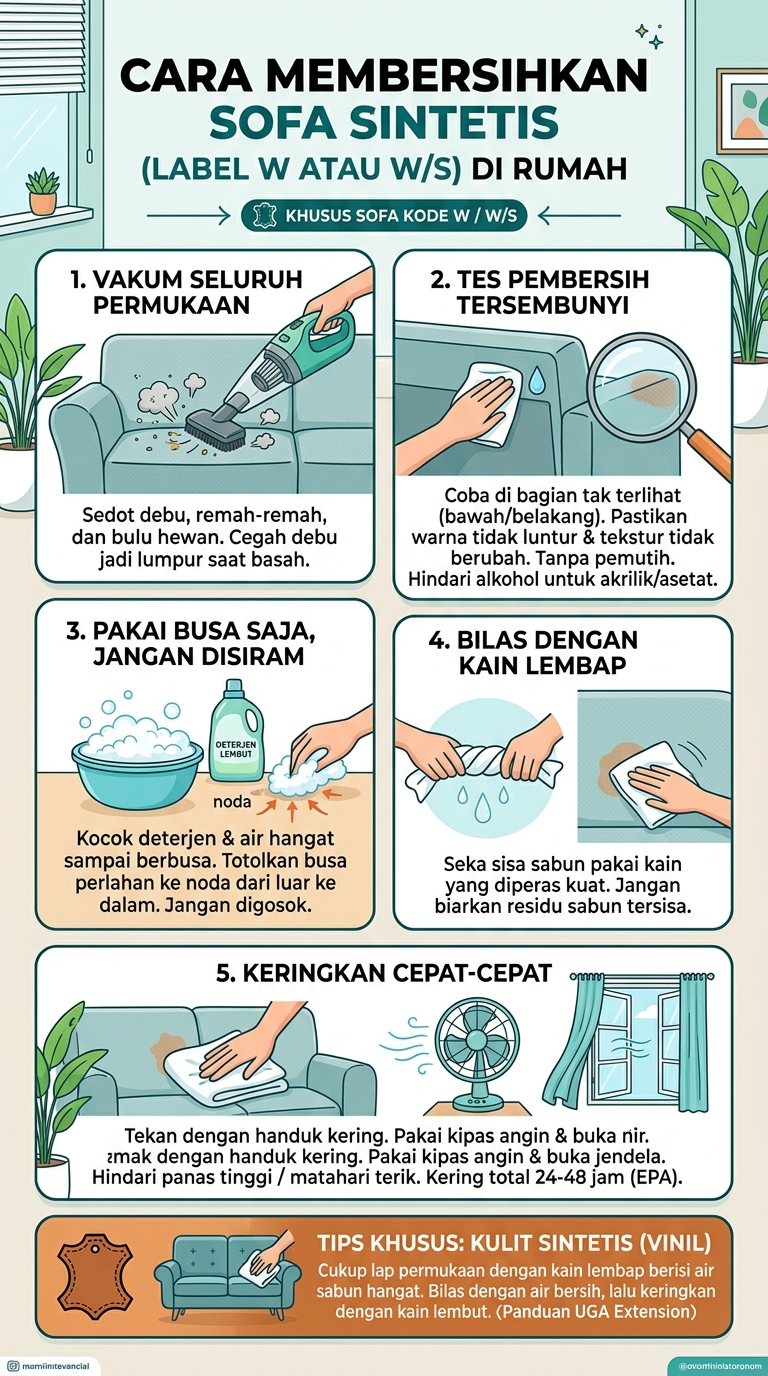 Infografik : Cara Membersihkan Sofa Sintetis