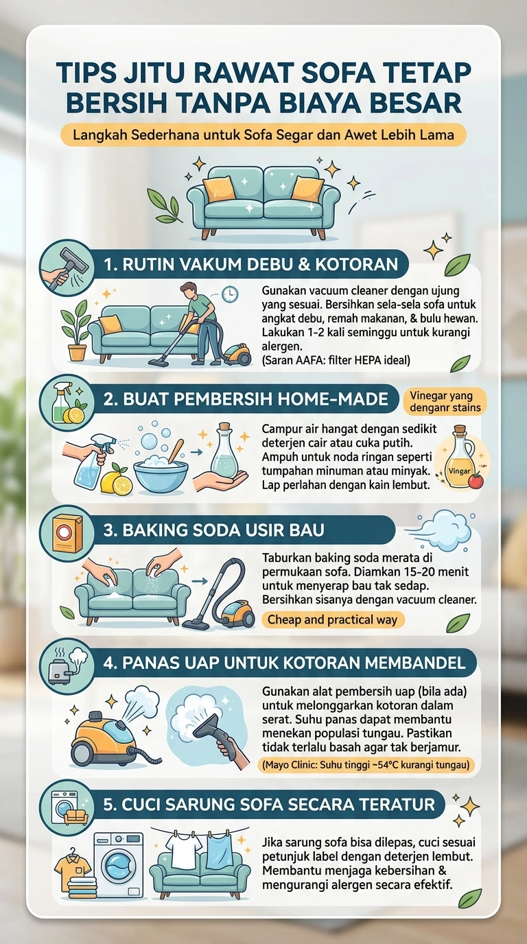 Infografik : Tips Jitu Rawat Sofa Tetap  Bersih Tanpa BIaya Besar