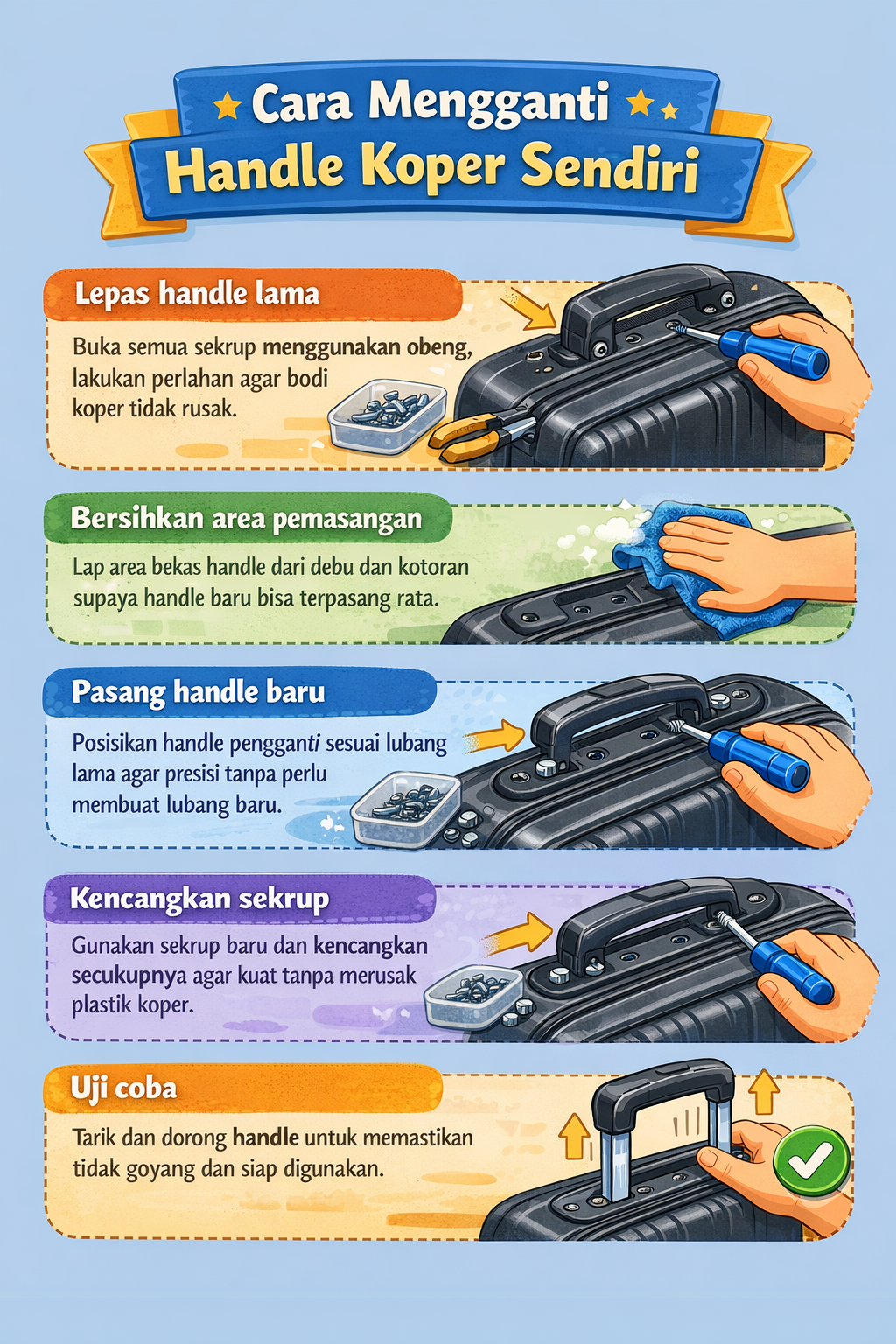 Cara Mengganti Handle Koper Sendiri