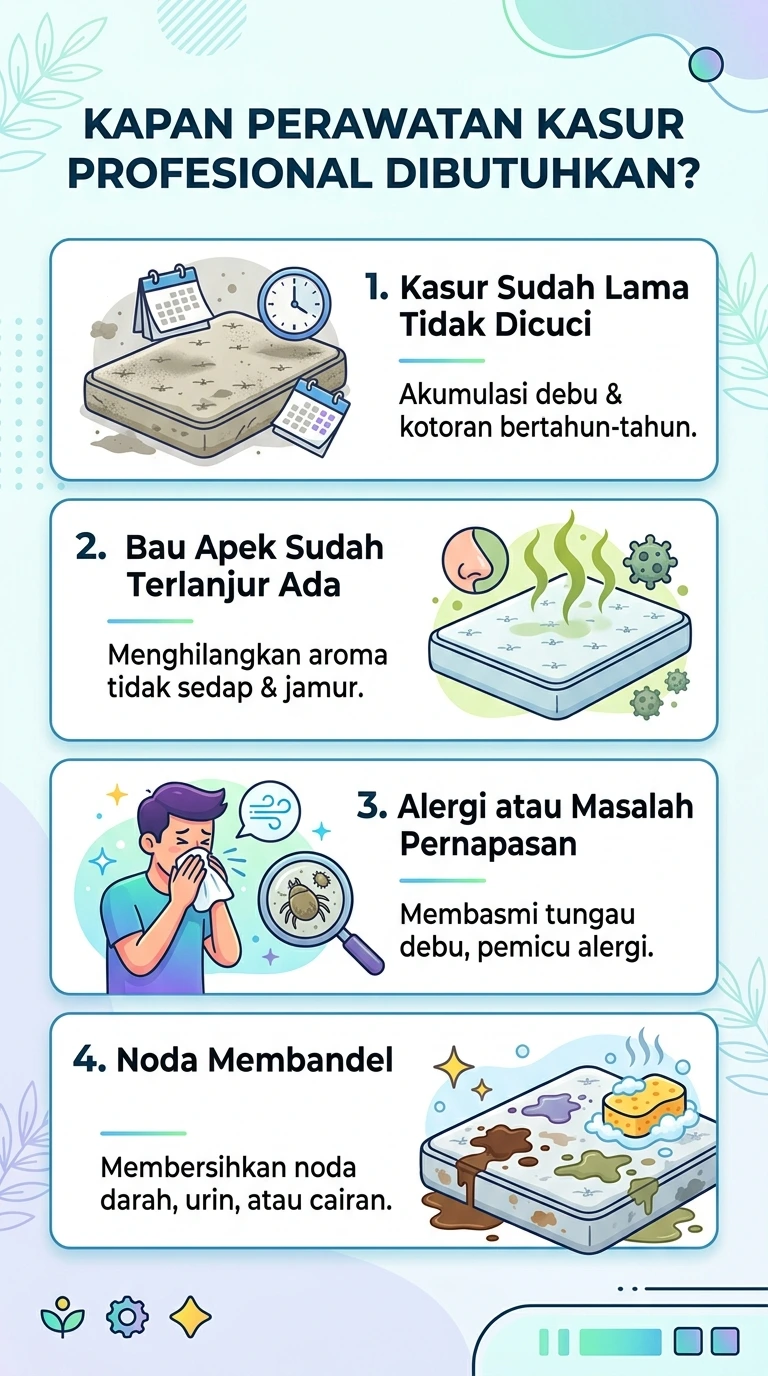 Infografik : Kapan Perawatan Kasur Profesional Dibutuhkan?