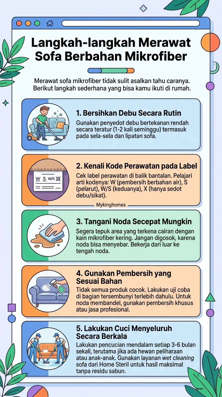 Infografik : Langkah-langkah Merawat Sofa Berbahan Mikrofiber
