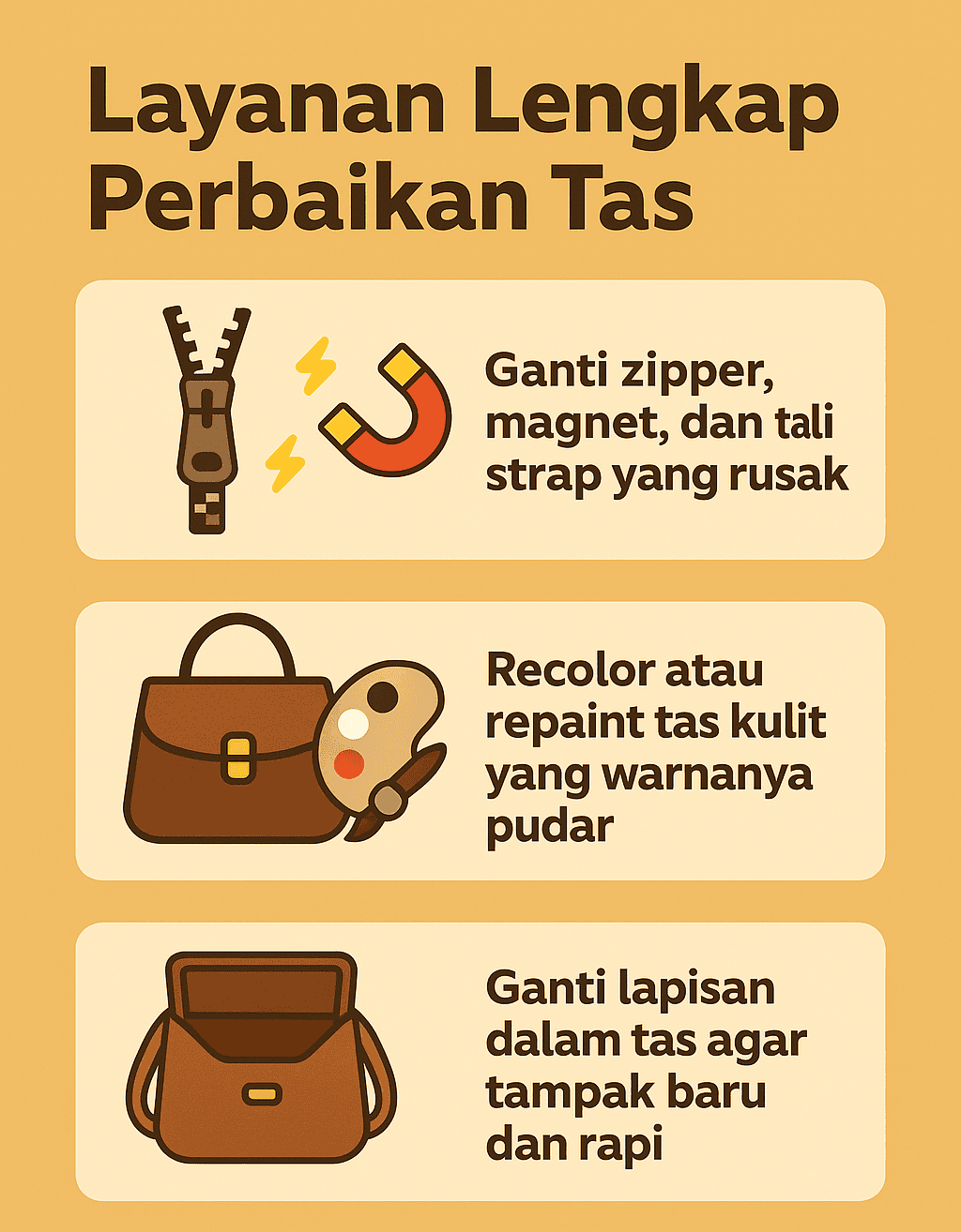 Infografik: Layanan Lengkap Perbaikan Tas