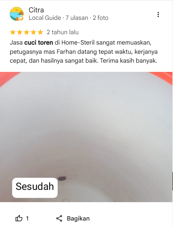 Review Pelanggan Menggunakan Jasa Cuci Toren di Home-Steril.com
