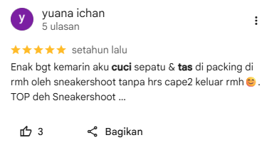 Ulasan Pelanggan Jasa Laundry Tas Sneakershoot