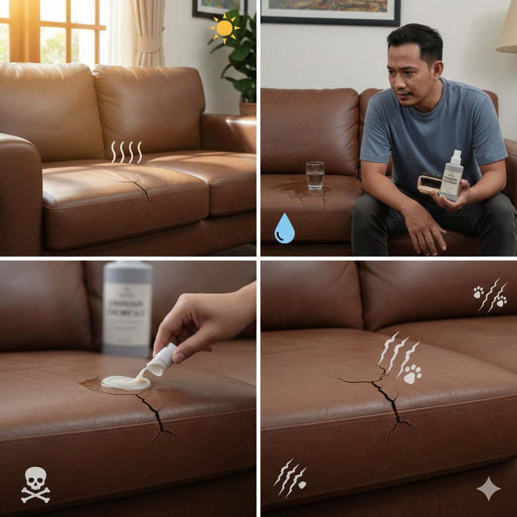 Penyebab Sofa Kulit Retak